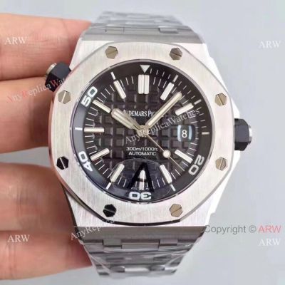 Swiss Replica Audemars Piguet Royal Oak Offshore Diver Watch Stainless Steel Black Dial